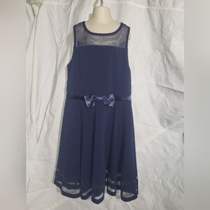 Calvin Klein Navy Blue Kids Dress with Bow